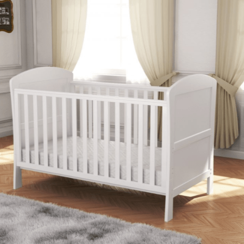 Babymore Aston Cot Bed In White - Drop Side Cot Bed  Babymore   