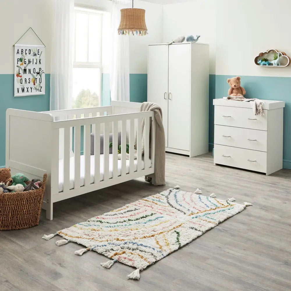 Babymore Caro 3 Piece Nursery Room Set - White Wash Babymore