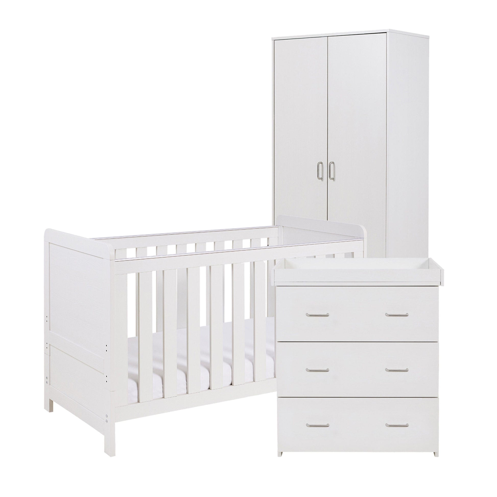 Babymore Caro 3 Piece Nursery Room Set - White Wash Babymore