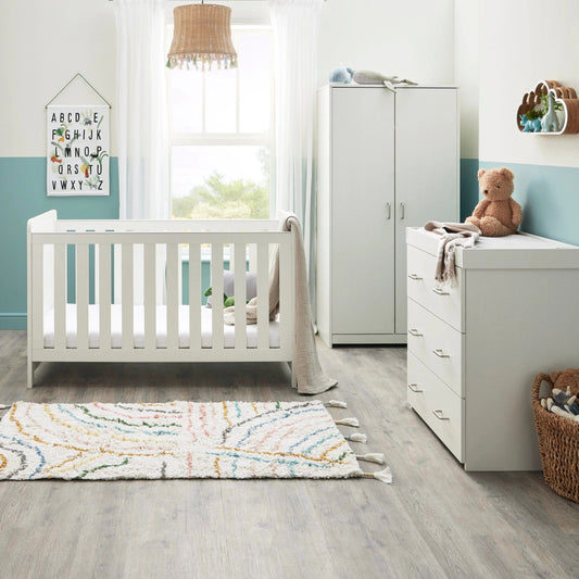 Babymore Caro 3 Piece Nursery Room Set - White Wash Babymore