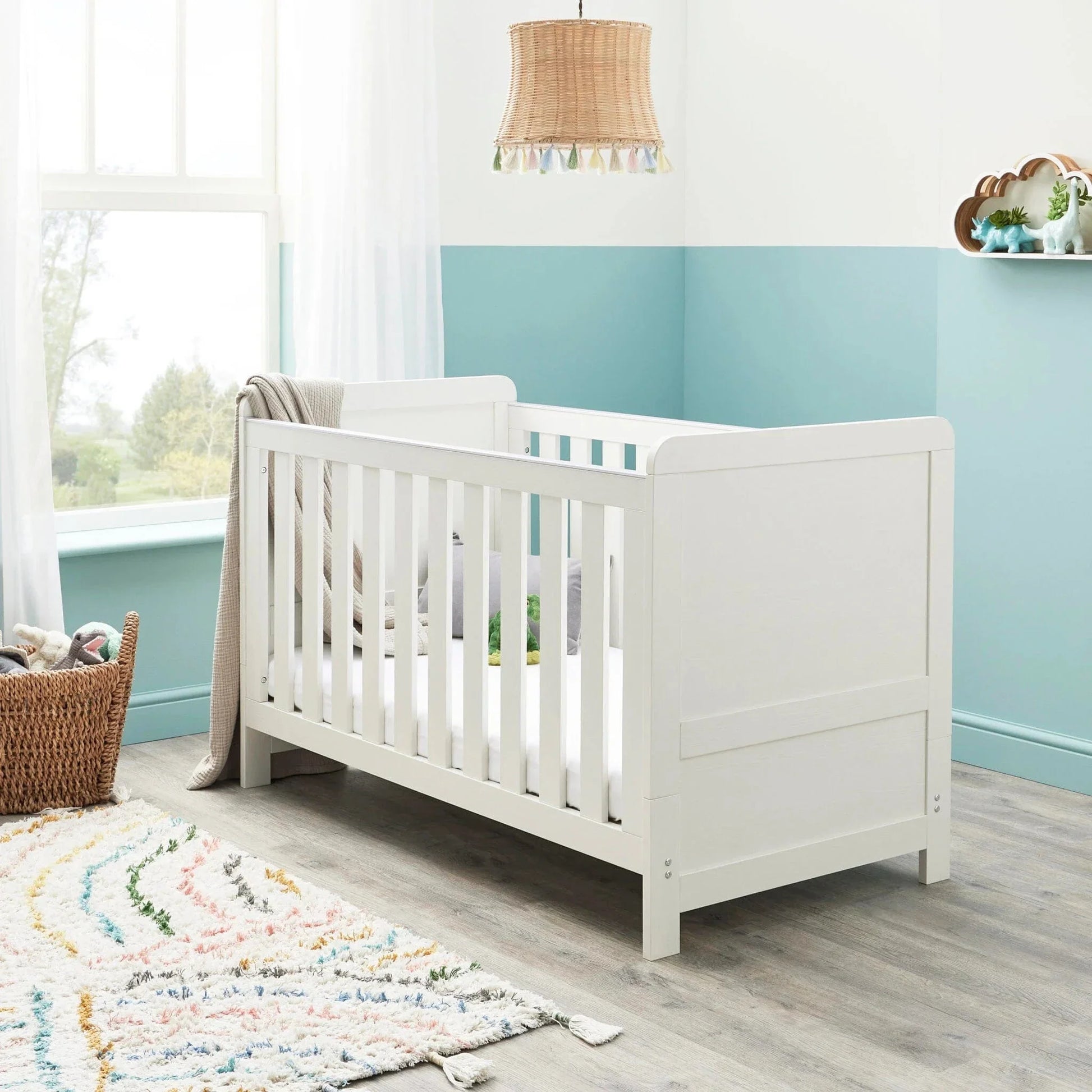 Babymore Caro Cot Bed - White Wash Babymore
