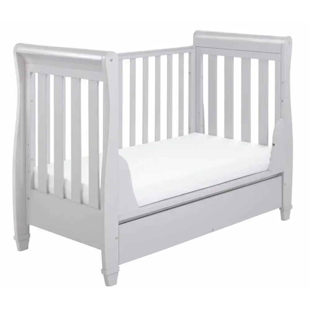 Babymore Eva Sleigh Drop sided Cot Bed - Grey  Babymore   