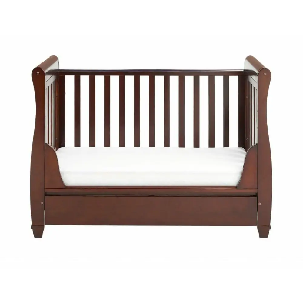 Babymore Eva Sleigh Drop sided Cot Bed - Dark Wood  Babymore   