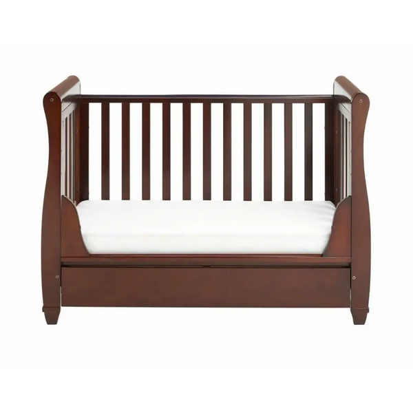 Babymore Eva Sleigh Drop sided Cot Bed - Dark Wood  Babymore   