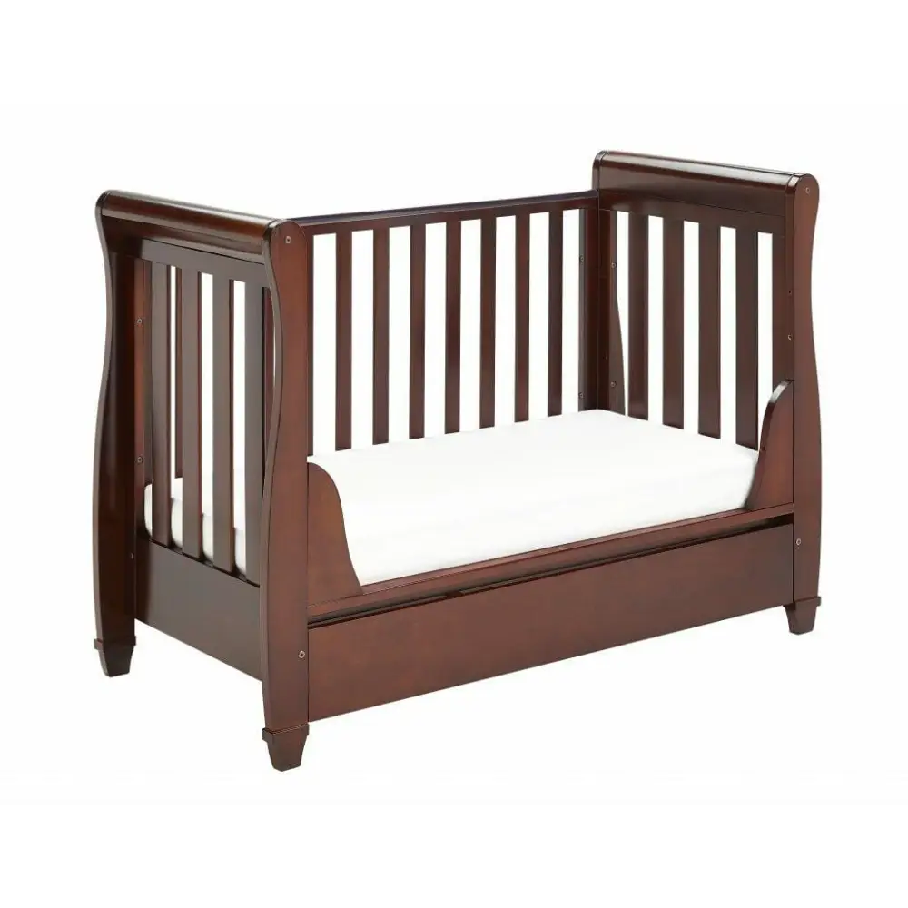 Babymore Eva Sleigh Drop sided Cot Bed - Dark Wood  Babymore   