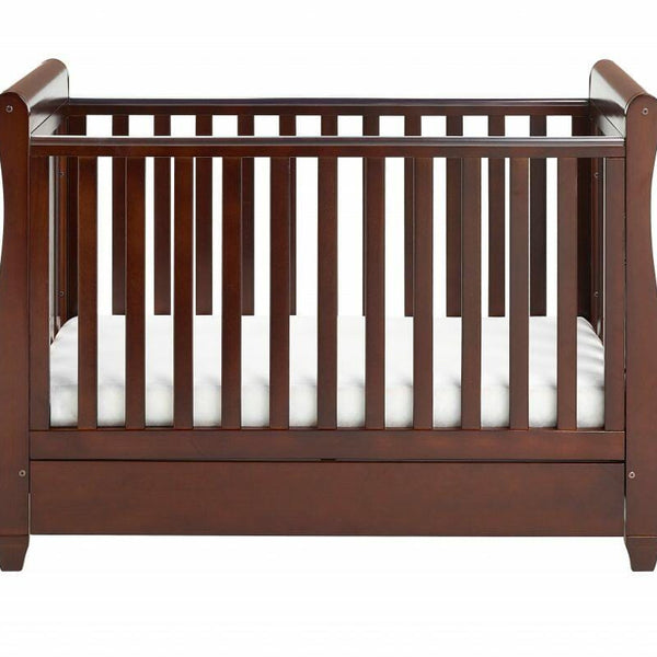Babymore Eva Sleigh Drop sided Cot Bed - Dark Wood  Babymore   