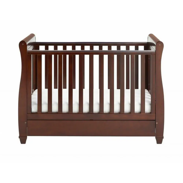 Babymore Eva Sleigh Drop sided Cot Bed - Dark Wood  Babymore   