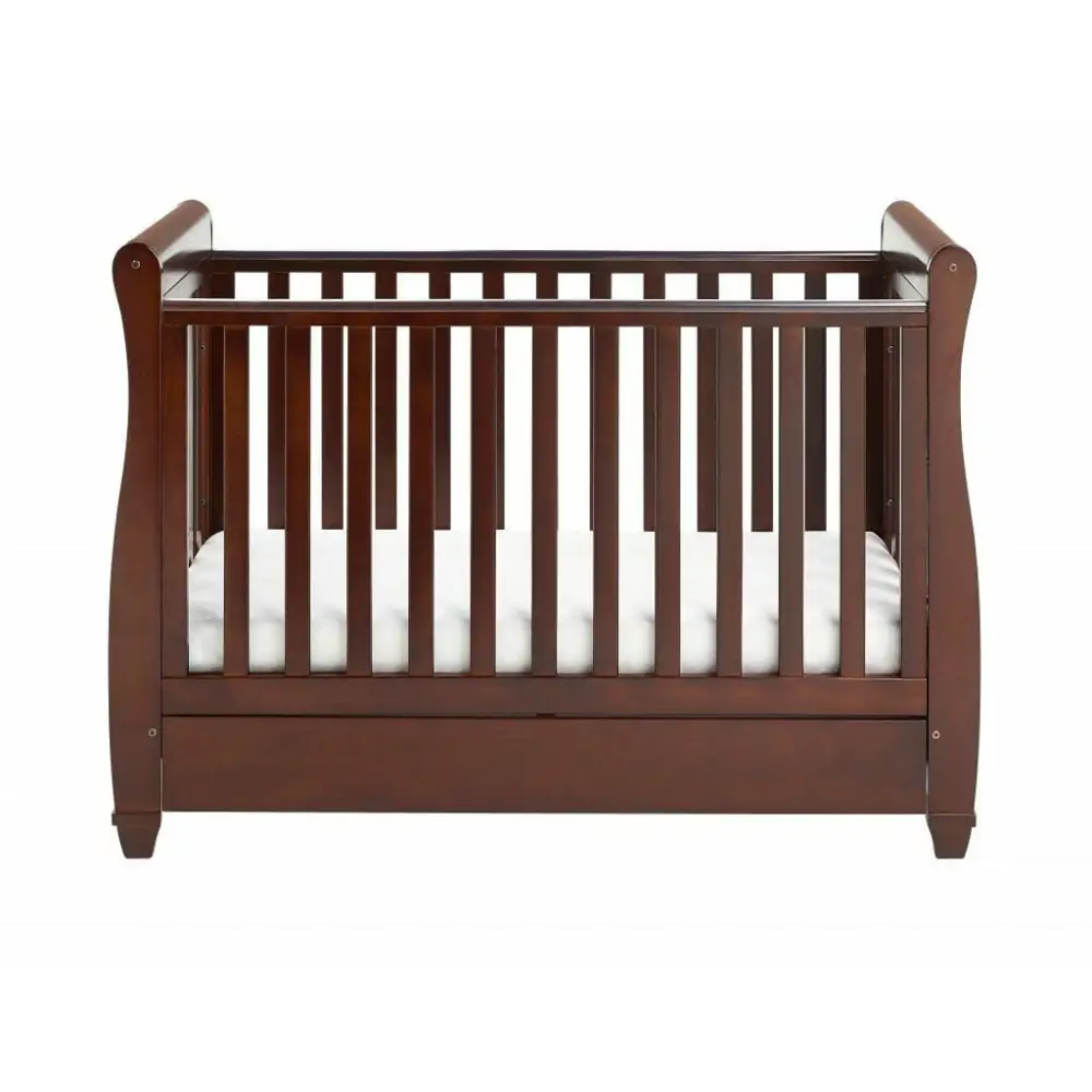 Babymore Eva Sleigh Drop sided Cot Bed - Dark Wood  Babymore   