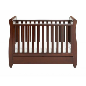 Babymore Eva Sleigh Drop sided Cot Bed - Dark Wood  Babymore   