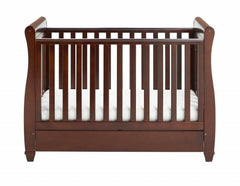 Babymore Eva Sleigh Drop sided Cot Bed - Dark Wood