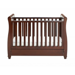 Babymore Eva Sleigh Drop sided Cot Bed - Dark Wood