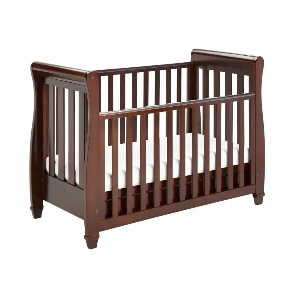 Babymore Eva Sleigh Drop sided Cot Bed - Dark Wood  Babymore   