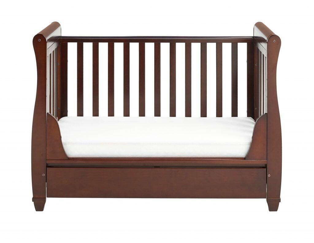 Babymore Eva Sleigh Drop sided Cot Bed - Dark Wood  Babymore   