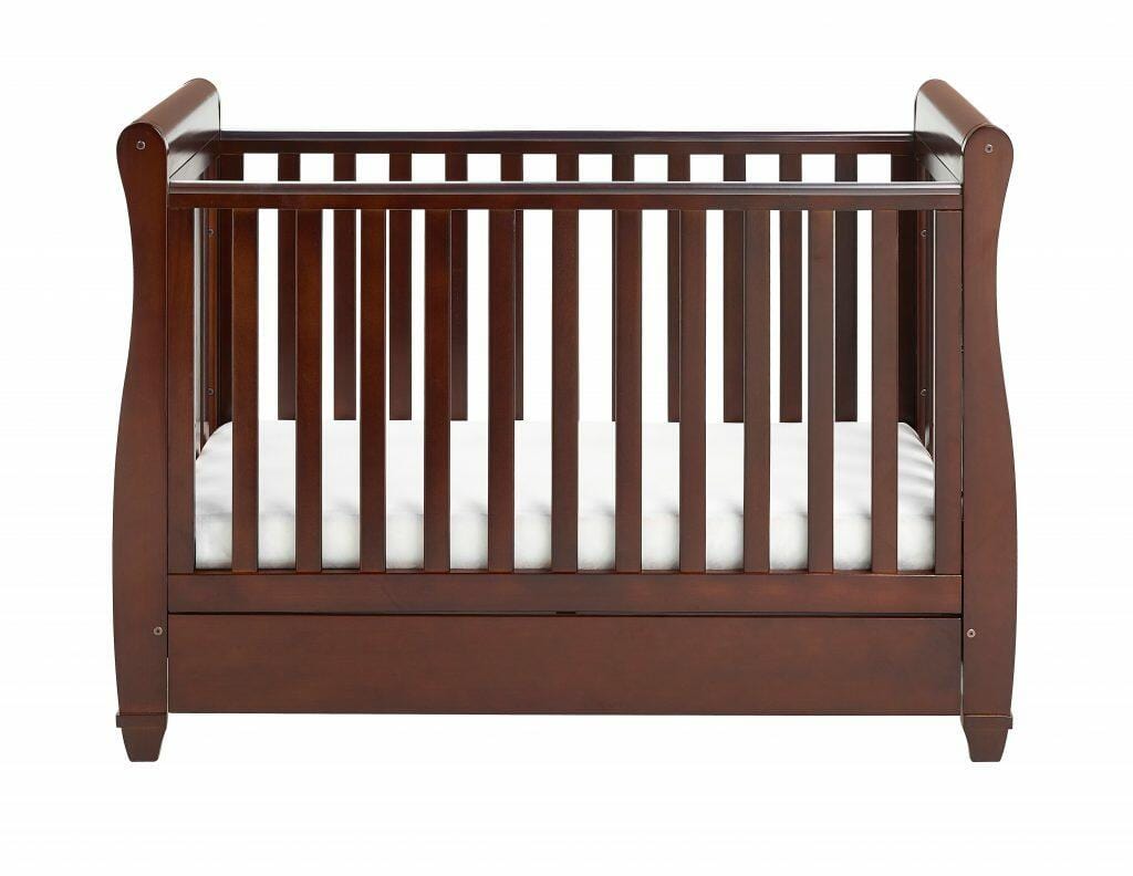 Babymore Eva Sleigh Drop sided Cot Bed - Dark Wood  Babymore   