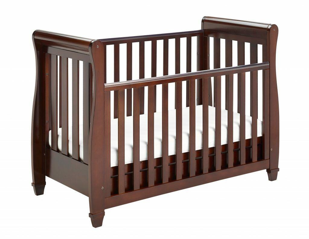 Babymore Eva Sleigh Drop sided Cot Bed - Dark Wood  Babymore   