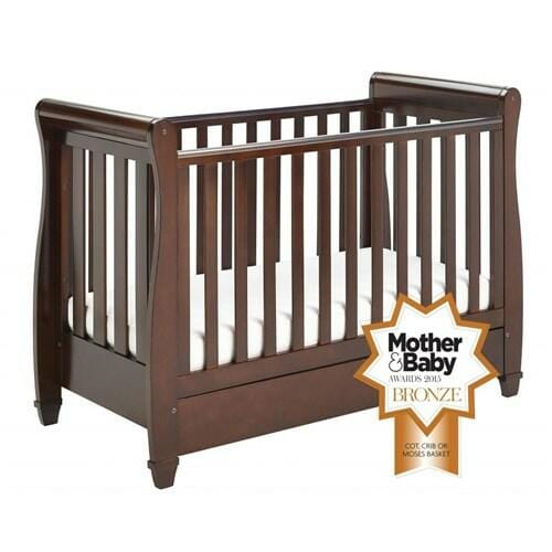 Babymore Eva Sleigh Drop sided Cot Bed - Dark Wood  Babymore   