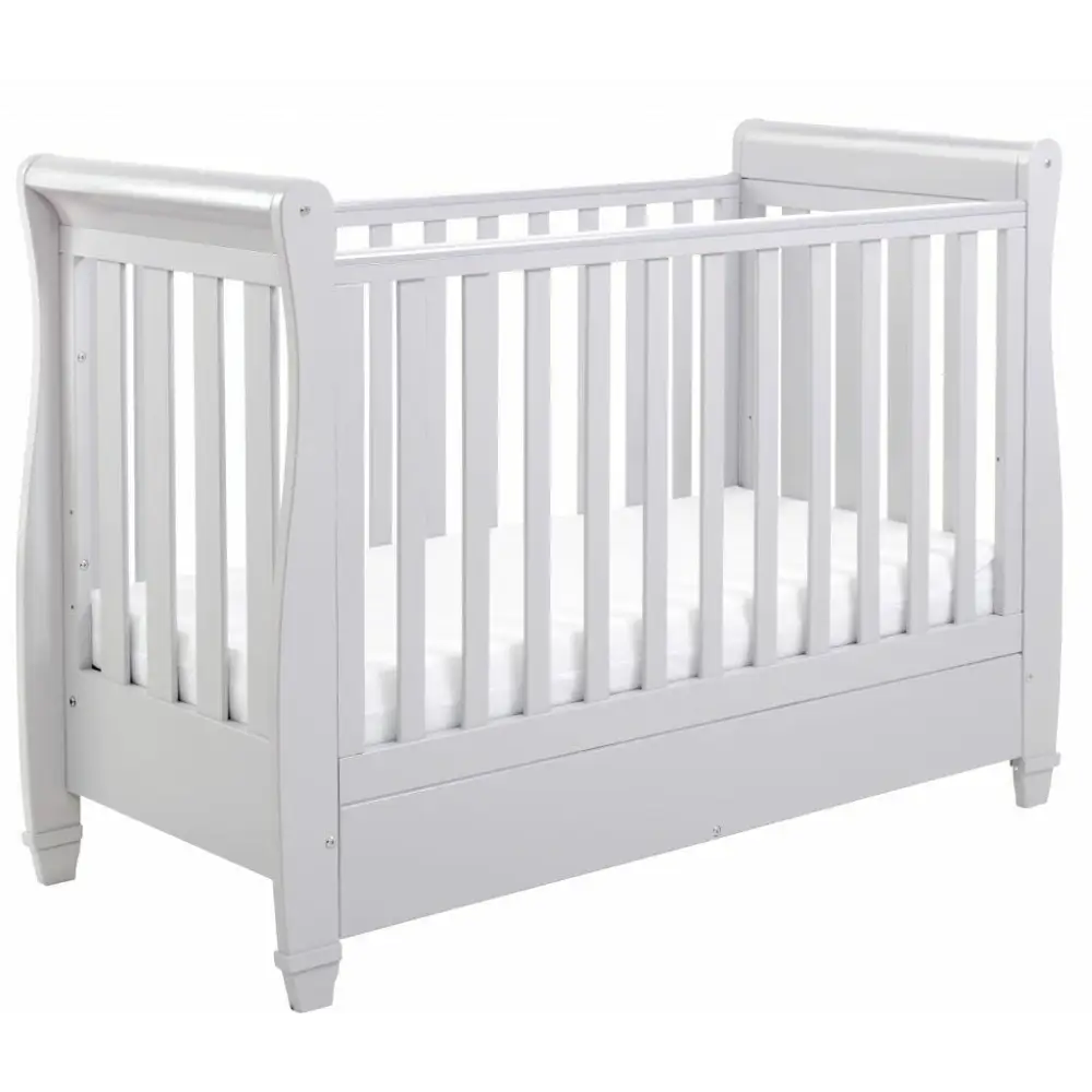 Babymore Eva Sleigh Drop sided Cot Bed - Grey  Babymore   