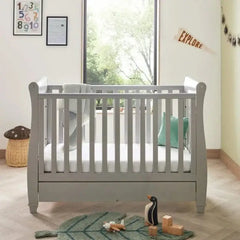 Babymore Eva Sleigh Drop sided Cot Bed - Grey