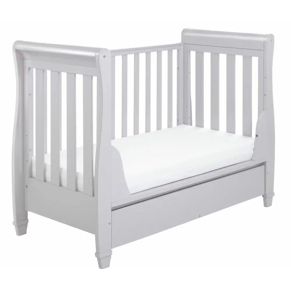 Babymore Eva Sleigh Drop sided Cot Bed - Grey  Babymore   