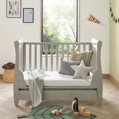 Babymore Eva Sleigh Drop sided Cot Bed - Grey Babymore