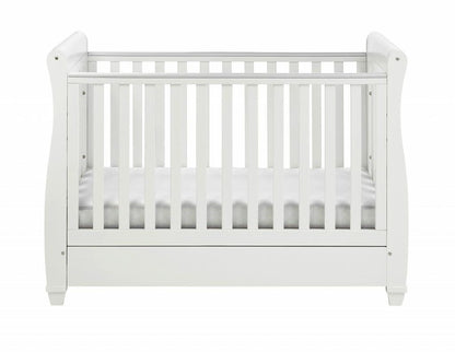 Babymore Eva Sleigh Drop sided Cot Bed - White  Babymore   