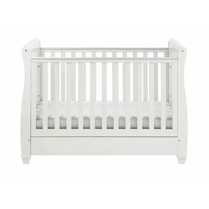 Babymore Eva Sleigh Drop sided Cot Bed - White  Babymore   