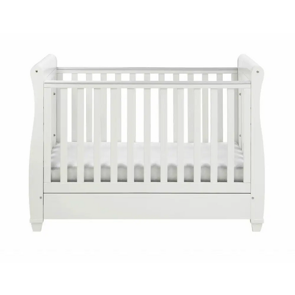 Babymore Eva Sleigh Drop sided Cot Bed - White  Babymore   