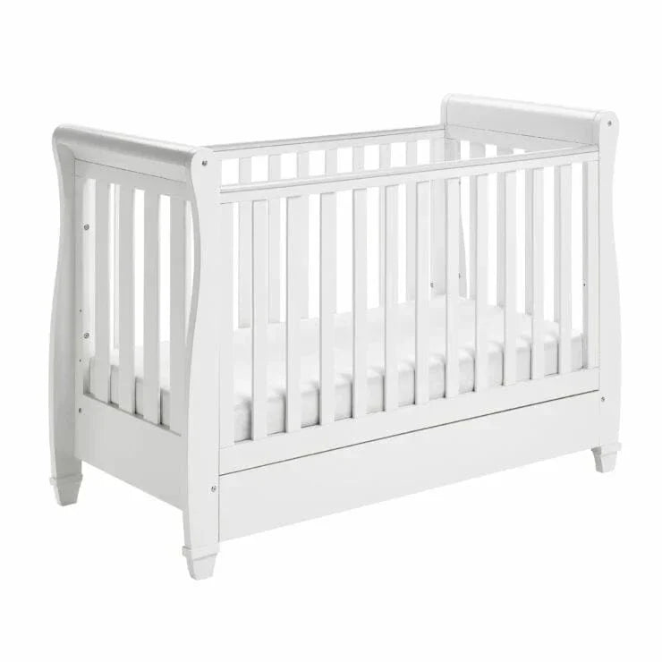 Babymore Eva Sleigh Drop sided Cot Bed - White Babymore