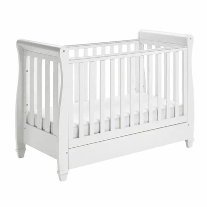Babymore Eva Sleigh Drop sided Cot Bed - White Babymore