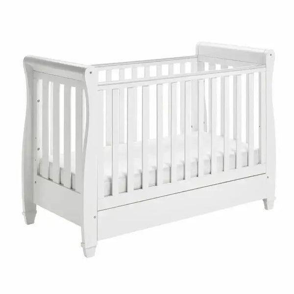 Babymore Eva Sleigh Drop sided Cot Bed - White Babymore