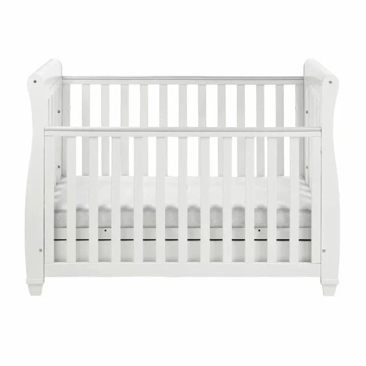 Babymore Eva Sleigh Drop sided Cot Bed - White Babymore