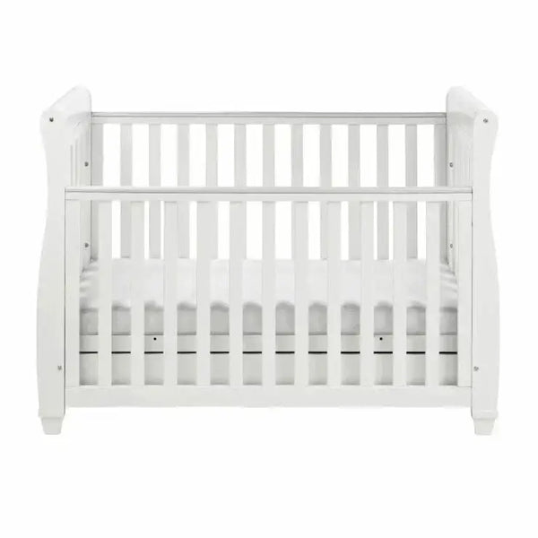 Babymore Eva Sleigh Drop sided Cot Bed - White Babymore