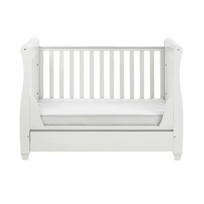 Babymore Eva Sleigh Drop sided Cot Bed - White  Babymore   