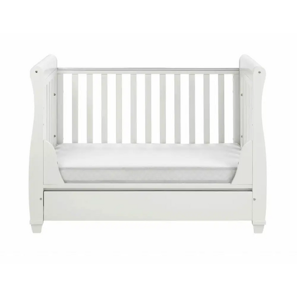 Babymore Eva Sleigh Drop sided Cot Bed - White  Babymore   