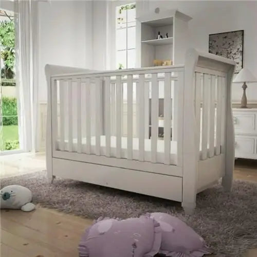 Babymore Eva Sleigh Drop sided Cot Bed - White  Babymore   
