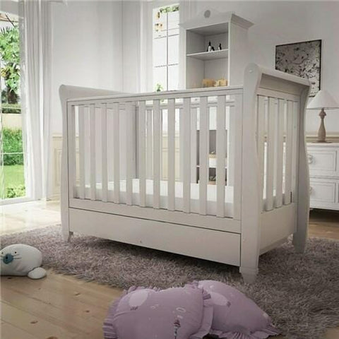 Babymore Eva Sleigh Drop sided Cot Bed - White