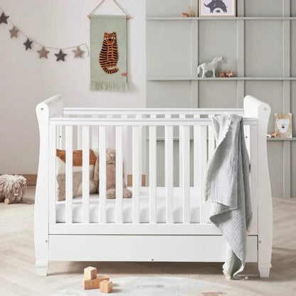 Babymore Eva Sleigh Drop sided Cot Bed - White Babymore