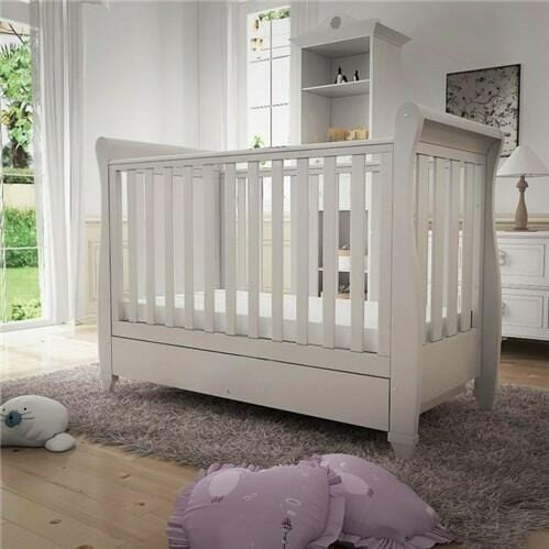 Babymore Eva Sleigh Drop sided Cot Bed - White  Babymore   