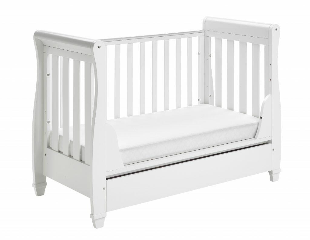 Babymore Eva Sleigh Drop sided Cot Bed - White  Babymore   