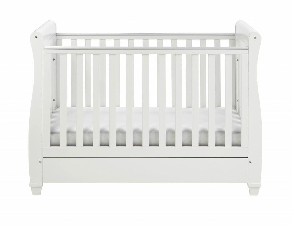 Babymore Eva Sleigh Drop sided Cot Bed - White  Babymore   