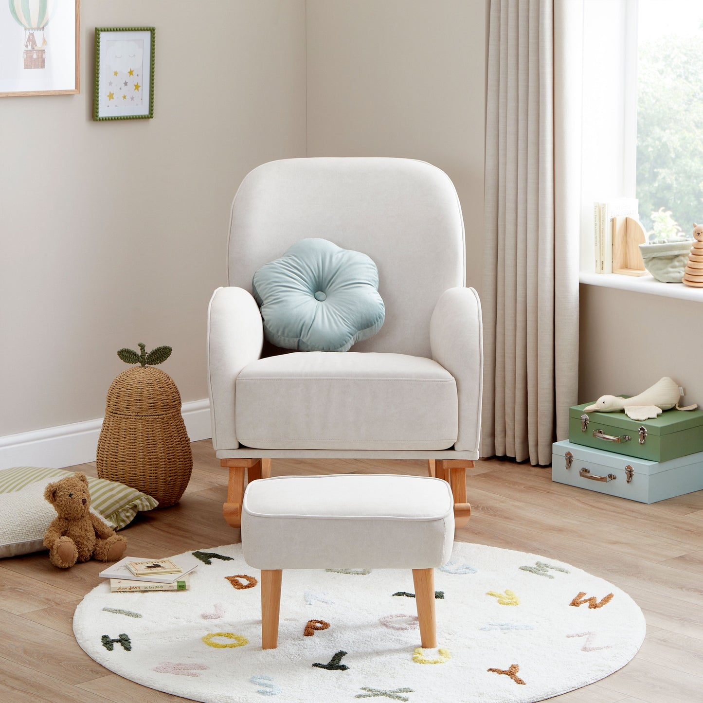 Babymore Freya Cream Nursery Chair & Stool  Babymore   