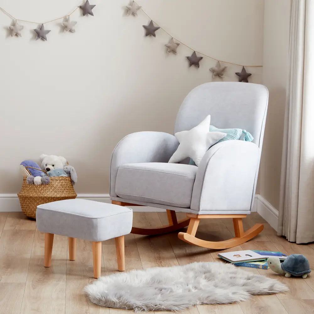 Babymore Freya Grey Nursery Chair & Stool  Babymore   