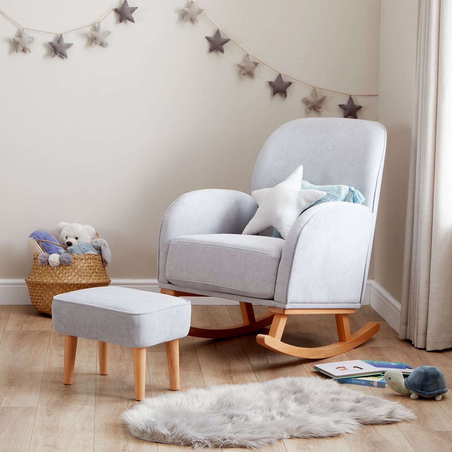 Babymore Freya Grey Nursery Chair & Stool  Babymore   