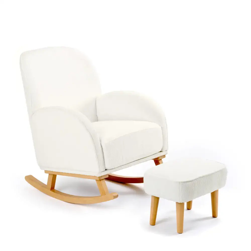Babymore Freya Off White Bouclé Nursery Chair & Stool Babymore