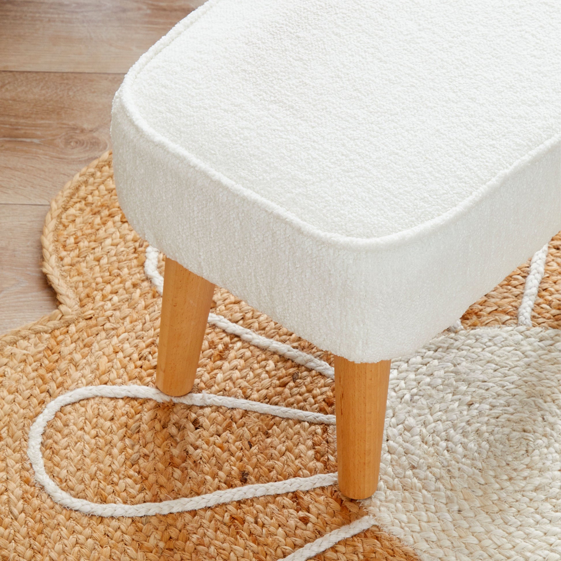 Babymore Freya Off White Bouclé Nursery Chair & Stool  Babymore   