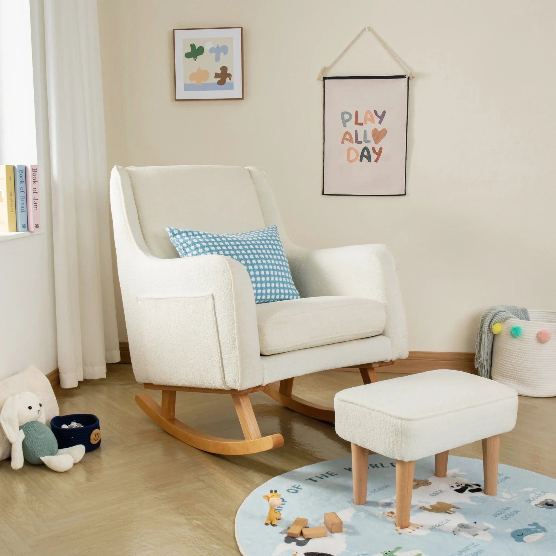 Babymore Ida Nursery Chair & Foot Stool - Boucle BabyMore