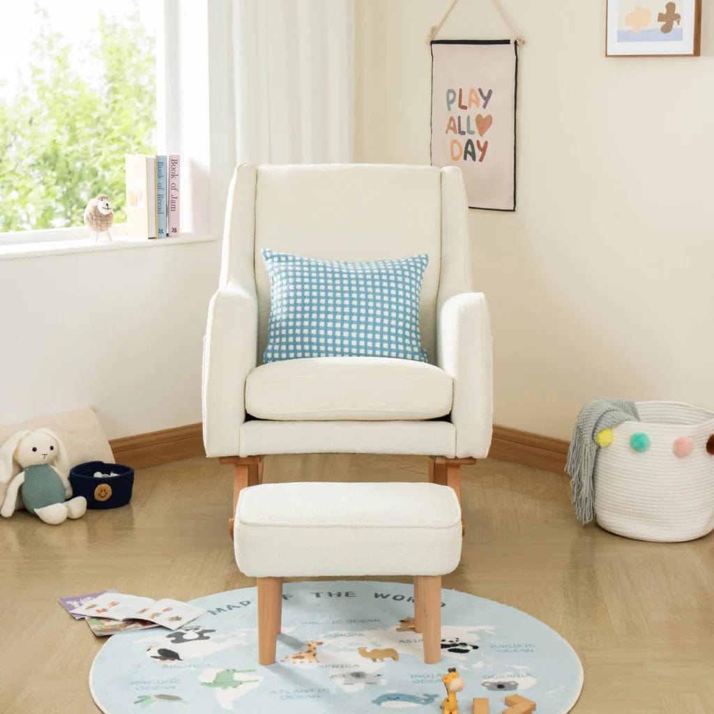 Babymore Ida Nursery Chair & Foot Stool - Boucle BabyMore