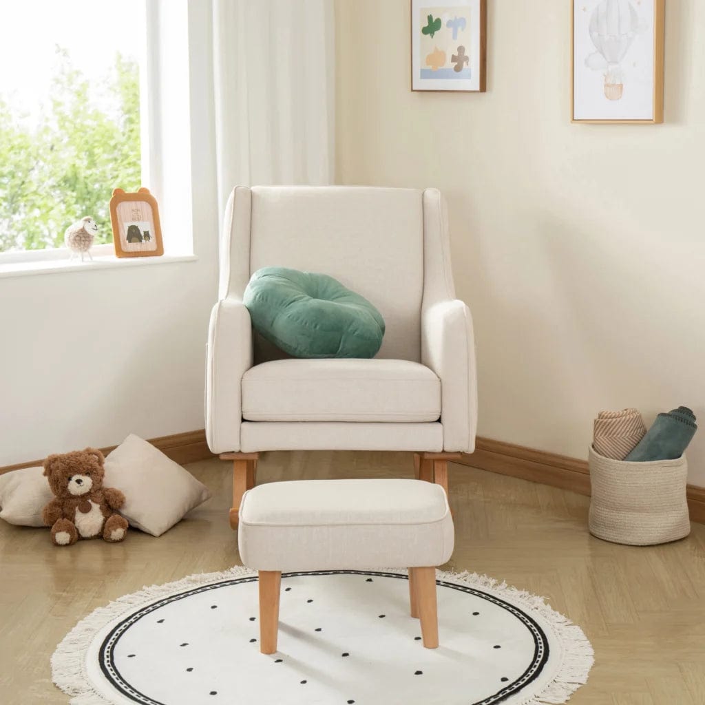 Babymore Ida Nursery Chair & Foot Stool - Ivory BabyMore