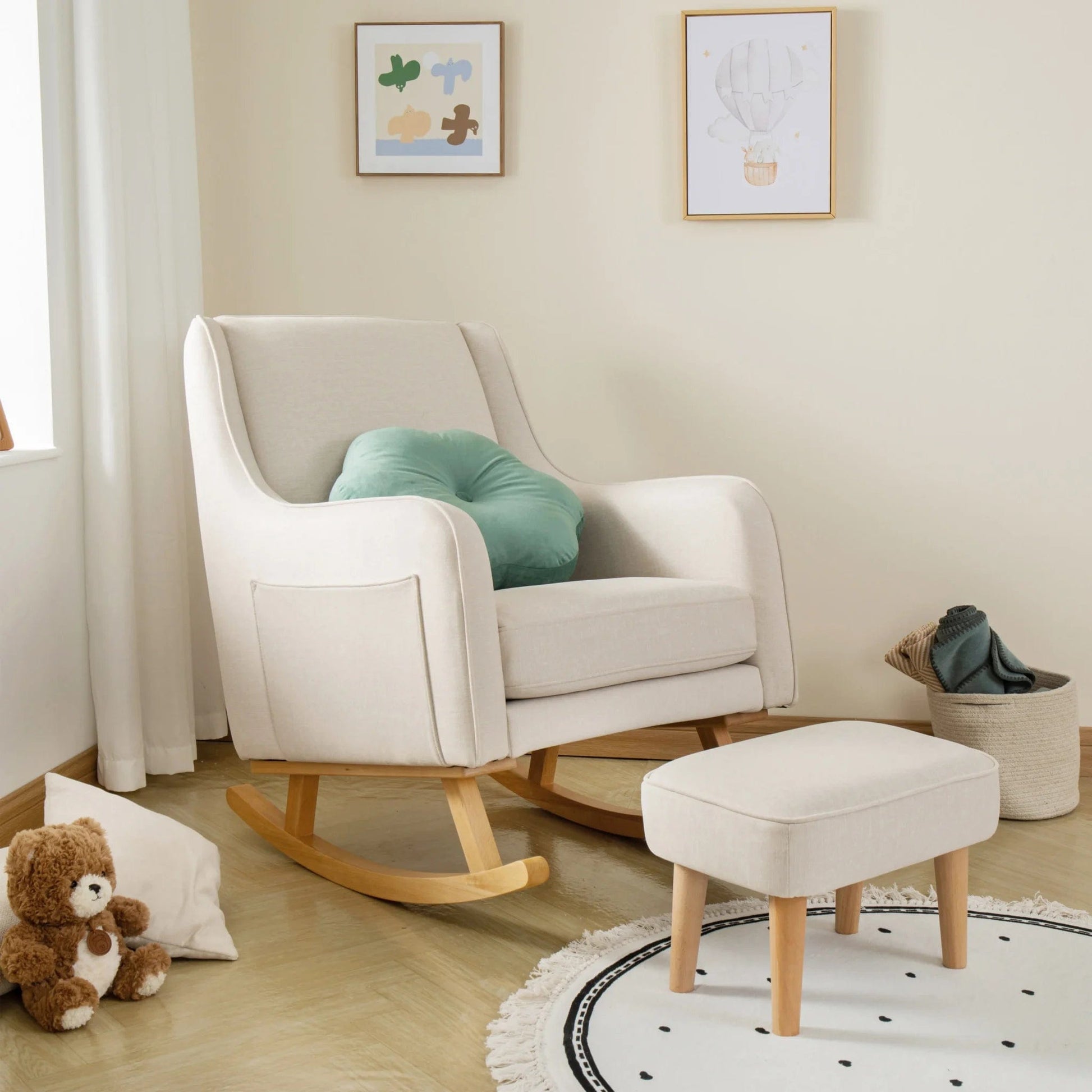 Babymore Ida Nursery Chair & Foot Stool - Ivory BabyMore