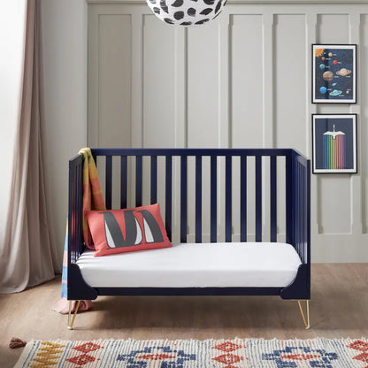 Babymore Kimi Midnight Blue Cot bed - Gold Hair Pin Legs  Babymore   